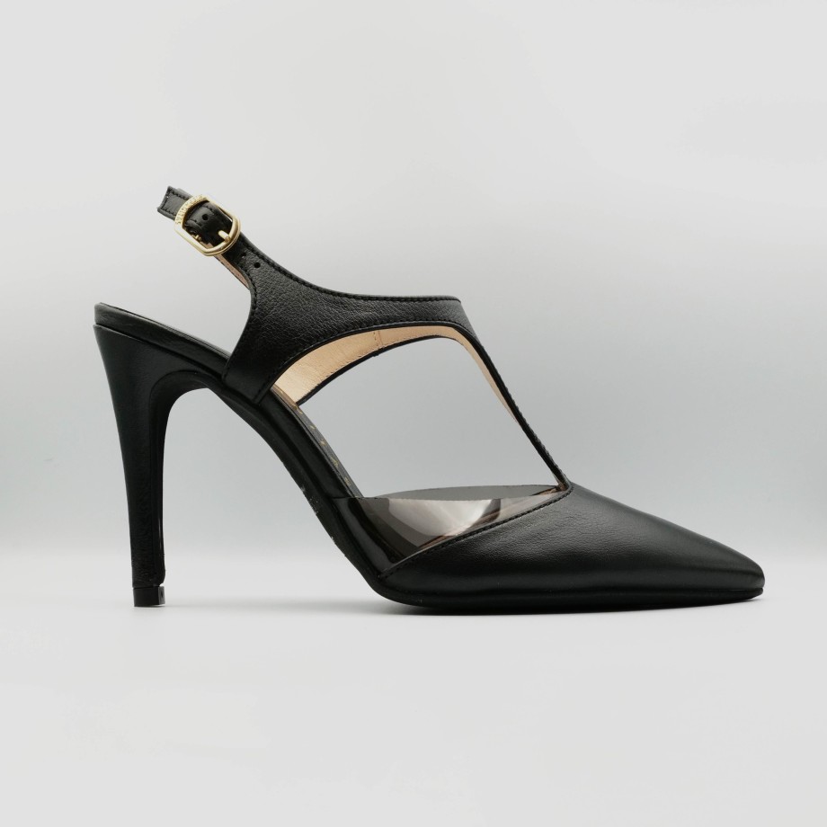 Slingback Esteban Calzature | Hispanitas -Slingback Tacco Alto In Nappa Nera Cinturino Sul Collo