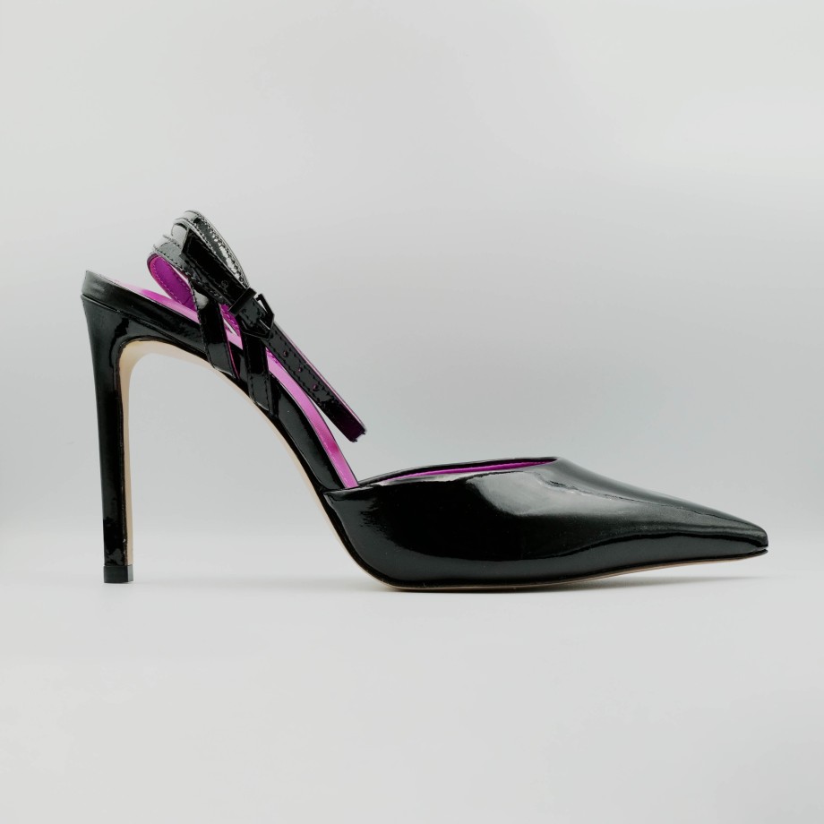 Slingback Esteban Calzature | Schutz - Slingback In Vernice Tacco Alto E Sottile Con Cinturini