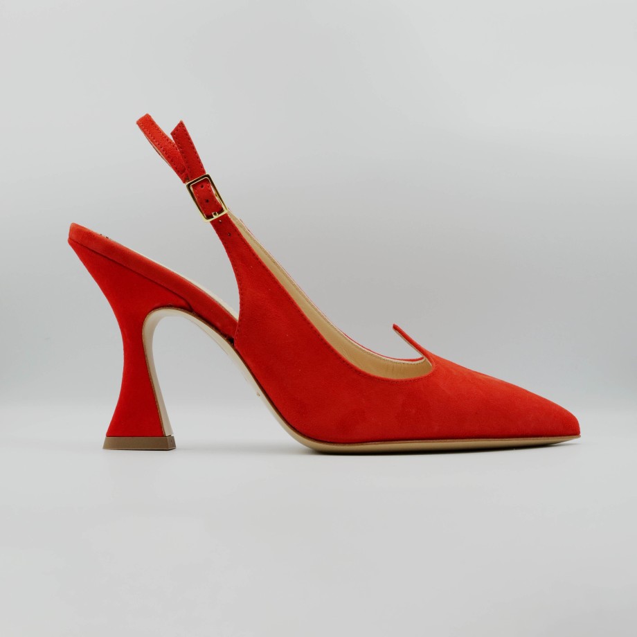 Slingback Esteban Calzature | Fabio Rusconi - Slingback In Pelle E Camoscio Color Cinturino E Forma A Cuore