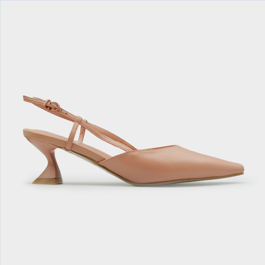 Slingback Esteban Calzature | Jeannot - Slingback In Nappa Rosa Con Cinturino Dietro Il Tallone E Tacco