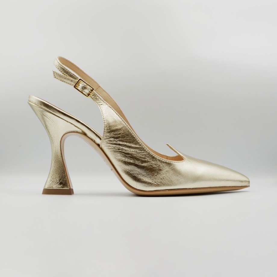 Slingback Esteban Calzature | Fabio Rusconi - Slingback In Pelle Cinturino E Tacco Alto Platino